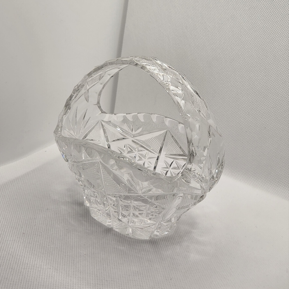 Vintage Crystal Cut Glass Basket - Picture 1 of 7